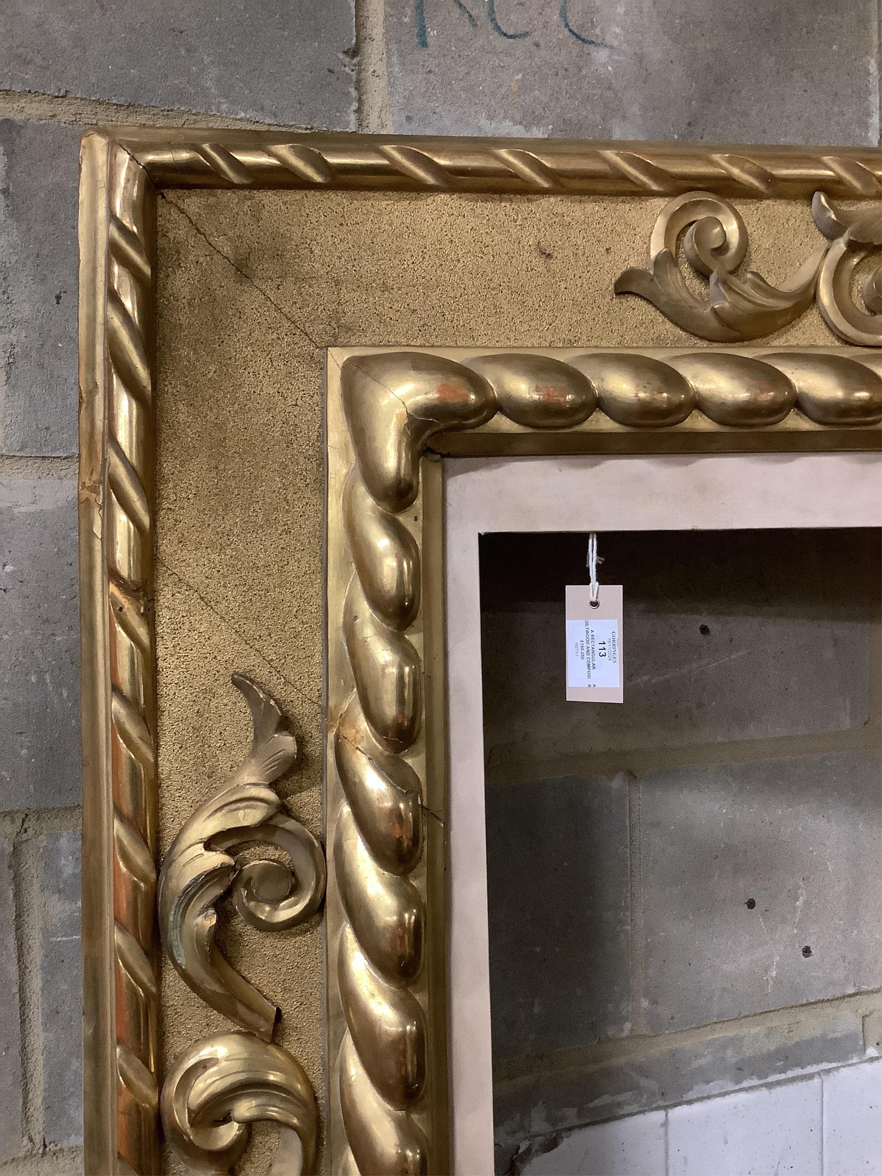 A rectangular giltwood and composition frame, width 142cm, height 180cm. Condition - good